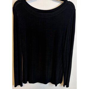 Chico's Travelers Long Sleeve Black Blouse Top Size 1 Medium Travel